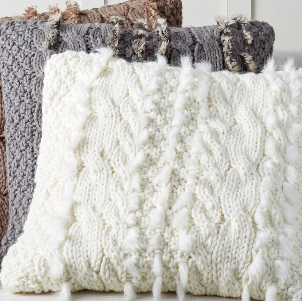 Pottery Barn Cream Cable Knit Accent Pillow cover